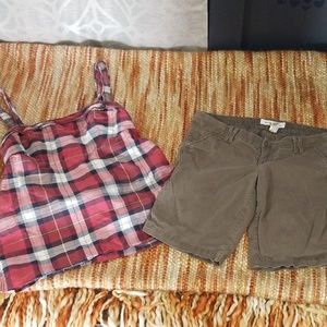 Girls 14 Abercrombie shorts aeo plaid tank bundle